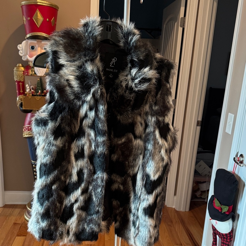 Rachel Zoe Animal Print Faux Fur Vest